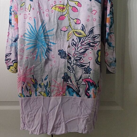 Fresh Produce lilac floral print tunic top beach vacation cruise Sz 2X  EUC - Picture 9 of 10